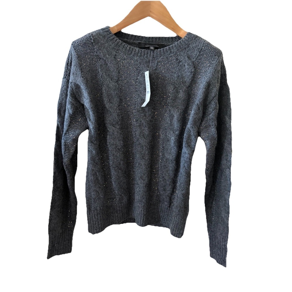White House Black Market Dark Grey Sparkle‎ Sweater Size Small New